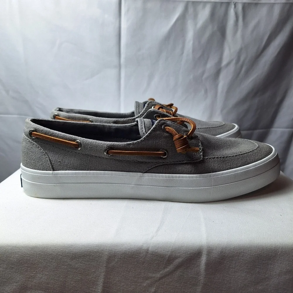SPERRY Top-Sider Crest Vibe Boat Shoe Womens Sz 9 Gray Brown Leather Lace NWOB